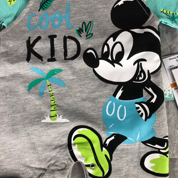 DISNEY BABY MICKEY MOUSE Boys 2-Piece Shortall and Printed T-shirt - Picture 3 of 5